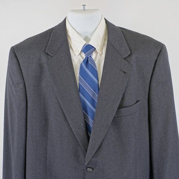 Hart Schaffner‎ Marx Gold Trumpeter Nordstrom Gray Wool 2 Button Blazer 44R - Picture 1 of 12